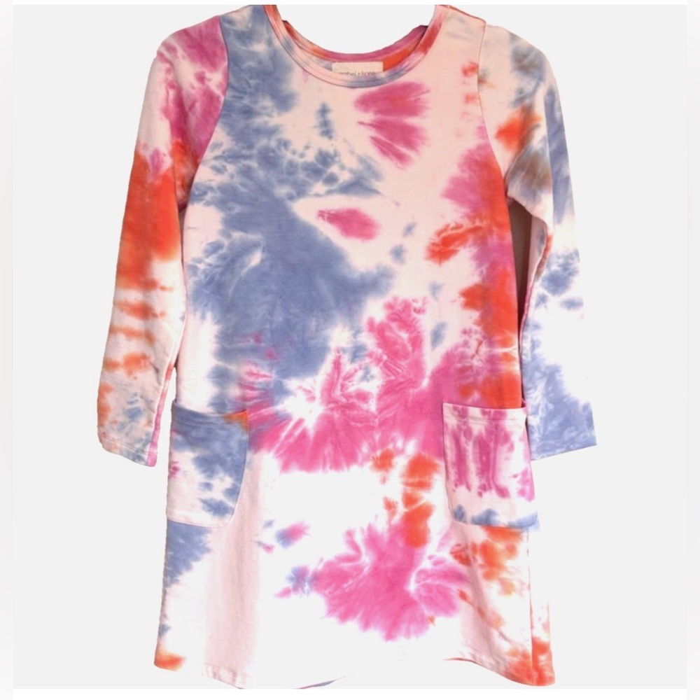 Mabel + Honey Girls Tie Dye Dress Sz 12 Knit Comfy Casual School Dress Pockets